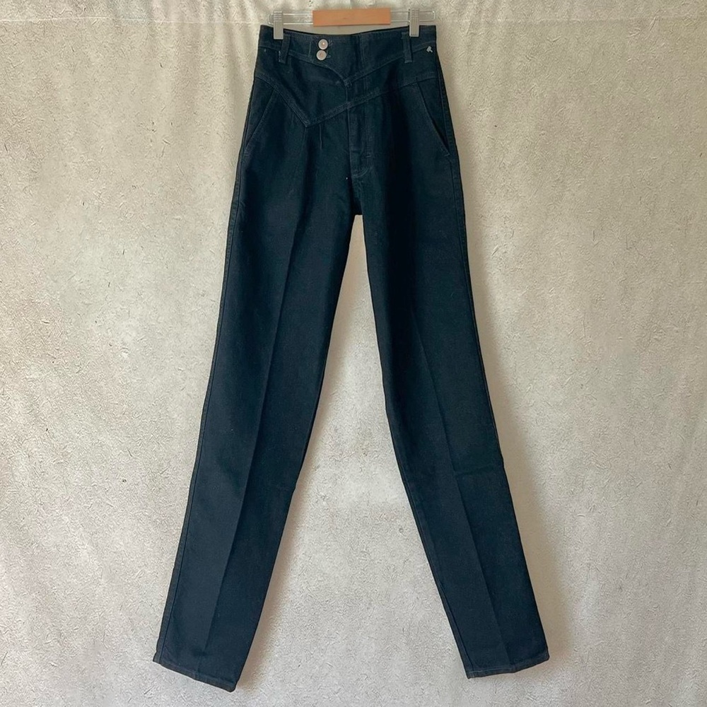 Western 80s Heavy Duty Black Wrangler Straight Leg High Waisted Denim Jeans